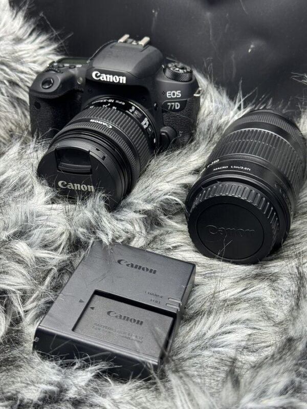 Canon Eos 77D 24.2 Mp Digital Slr Camera With Ef-S 18-55Mm & Ef-S 55-250Mm Lenses