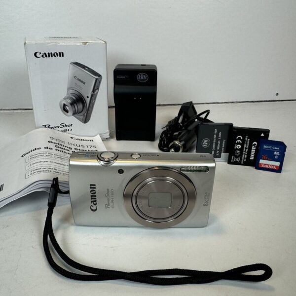 Canon Powershot Elph 180 20Mp Digital Camera Silver Mint Euc - Image 2