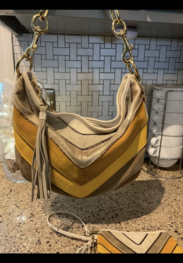 Coach Vintage Soho Limited Edition Suede Leather Chevron Hobo Shoulder Bag 3664 - Image 3