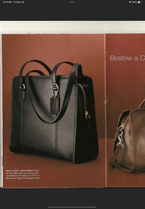 Coach Vintage Classic Compartment Tote Glovetanned Leather 9872 Black - Image 12