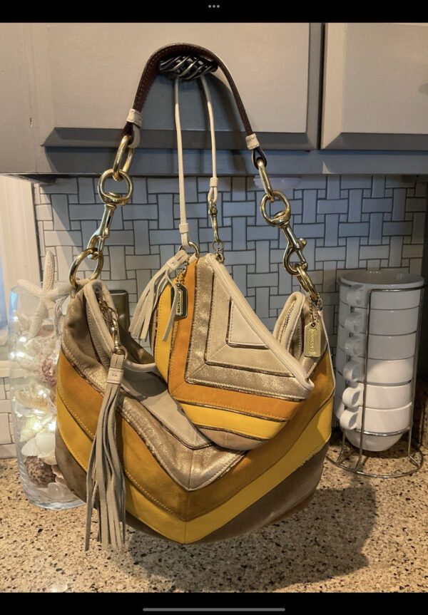 Coach Vintage Soho Limited Edition Suede Leather Chevron Hobo Shoulder Bag 3664