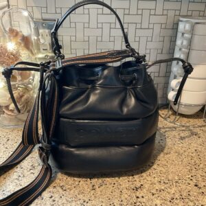 Coach Field Bucket Bag With Quilted  & Badge Calf Leather C6955 Black