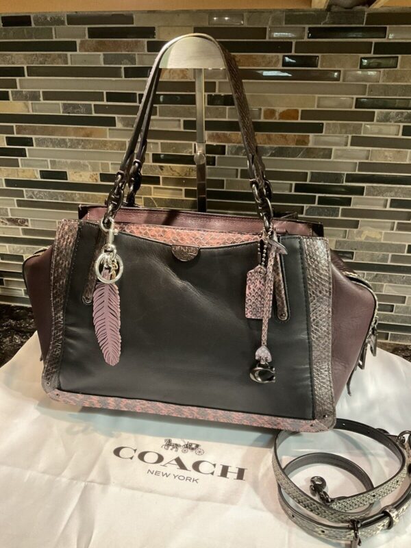 Coach 1941 Dreamer 36 Colorblock Snakeskin Satchel Purse Bag Leather 76459