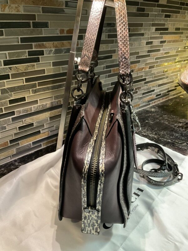 Coach 1941 Dreamer 36 Colorblock Snakeskin Satchel Purse Bag Leather 76459 - Image 3