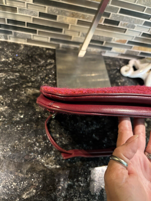 Vintage COACH Girlie Nappa Lamb Nappa Leather Alpaca Wool Handbag 8310 Red - Image 8