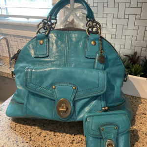 Coach Legacy Turquoise Patent Calf Leather Francine & Wallet 12295