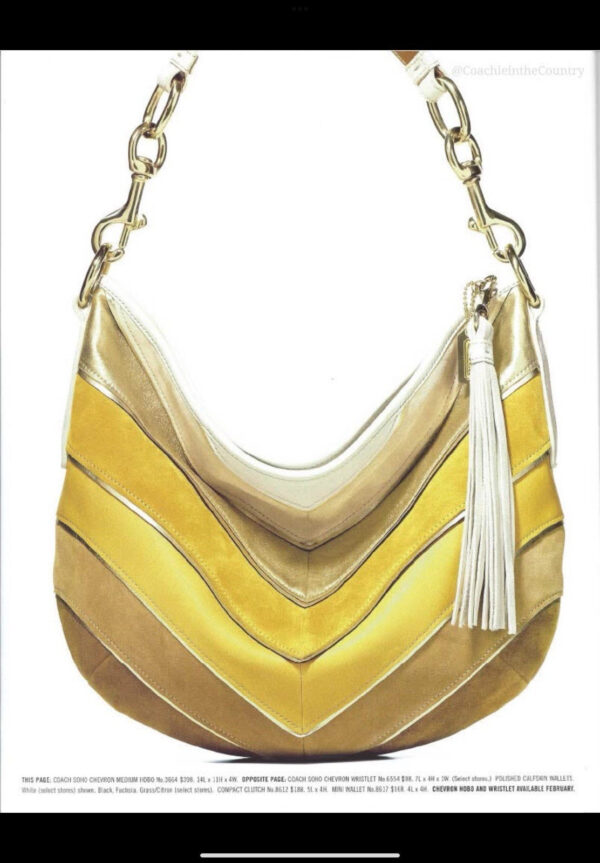 Coach Vintage Soho Limited Edition Suede Leather Chevron Hobo Shoulder Bag 3664 - Image 14