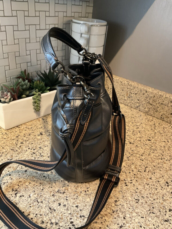 Coach Field Bucket Bag With Quilted  & Badge Calf Leather C6955 Black - Image 3