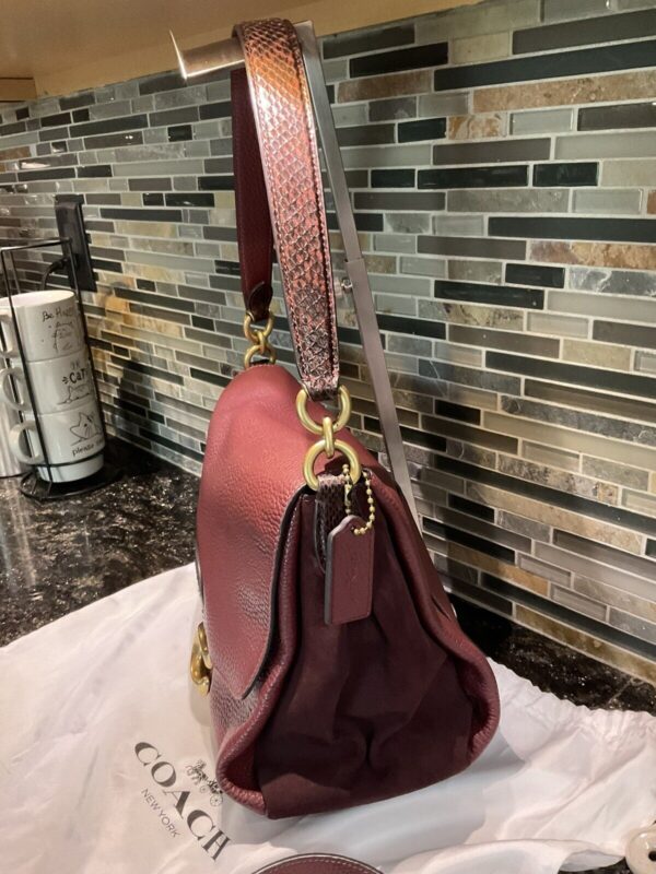 Coach May Leather With Snakeskin Shoulder Bag Style 4612  Wine - Image 3