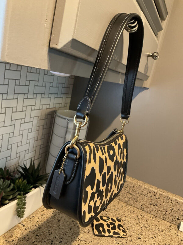 Coach Retail Leopard Printed Mini Leather Swinger 20 & Credit Card Case CM513 - Image 4
