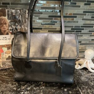 COACH Vintage Flap Shopper Glovetanned Cowhide Leather 7301 USA Black