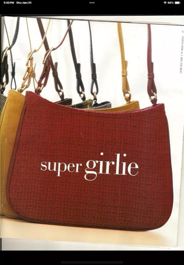 Vintage COACH Girlie Nappa Lamb Nappa Leather Alpaca Wool Handbag 8310 Red - Image 10