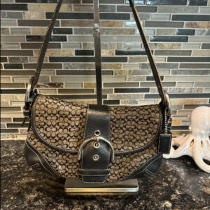 COACH Vintage SOHO Signature Buckle Flap Leather Bag 6818 Black