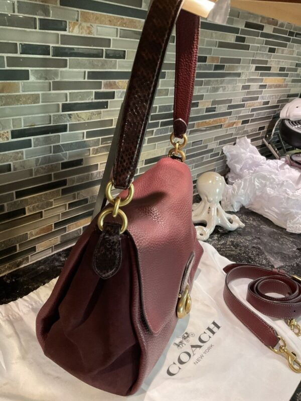Coach May Leather With Snakeskin Shoulder Bag Style 4612  Wine - Image 4