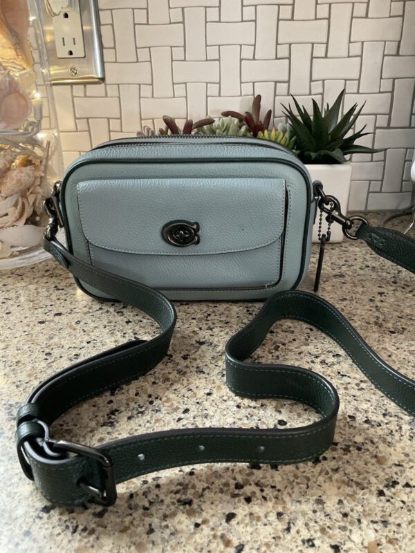 Coach Willow Camera Bag Crossbody Colorblock Leather  C0695 Sage Blue