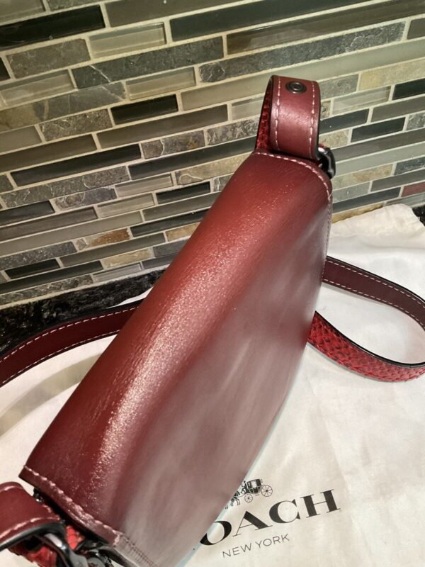 Coach 1941 Saddle Bag 23 Glovetanned Leather Colorblock Python 54547 Bordeaux - Image 5