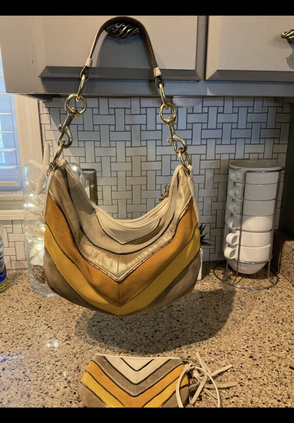 Coach Vintage Soho Limited Edition Suede Leather Chevron Hobo Shoulder Bag 3664 - Image 5