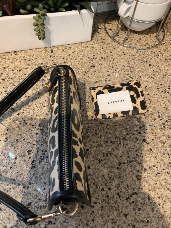 Coach Retail Leopard Printed Mini Leather Swinger 20 & Credit Card Case CM513 - Image 7