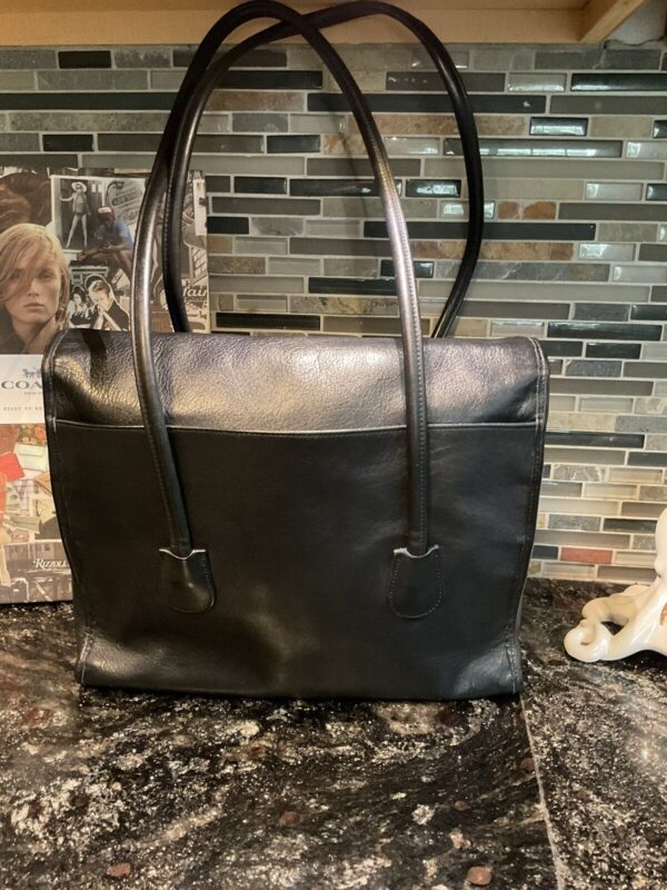 COACH Vintage Flap Shopper Glovetanned Cowhide Leather 7301 USA Black - Image 2