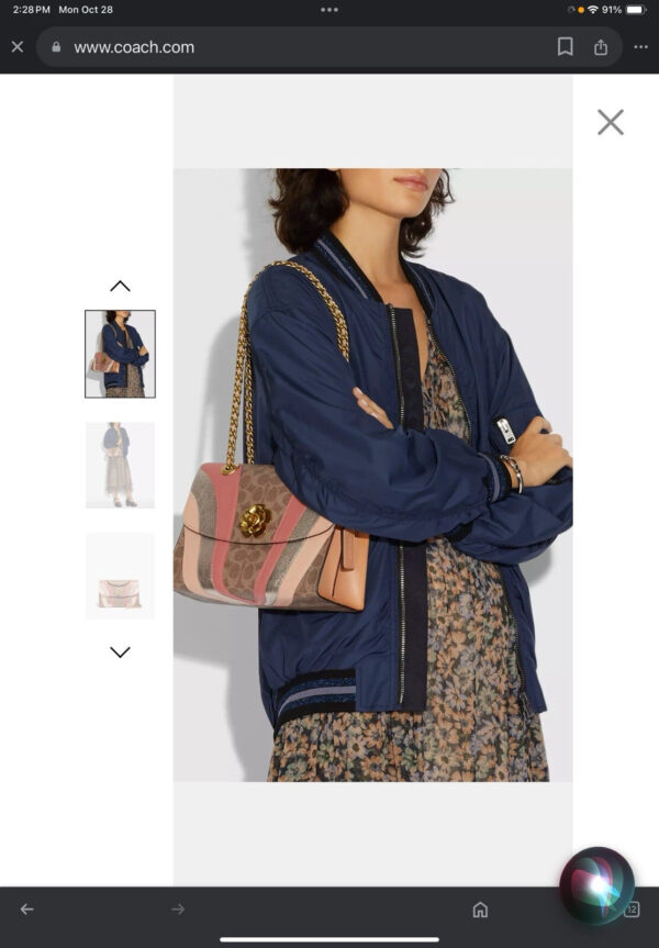 Coach Parker With Tea Rose Signature Canvas Wave Leather Brass69526 - Image 16