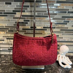 Vintage COACH Girlie Nappa Lamb Nappa Leather Alpaca Wool Handbag 8310 Red
