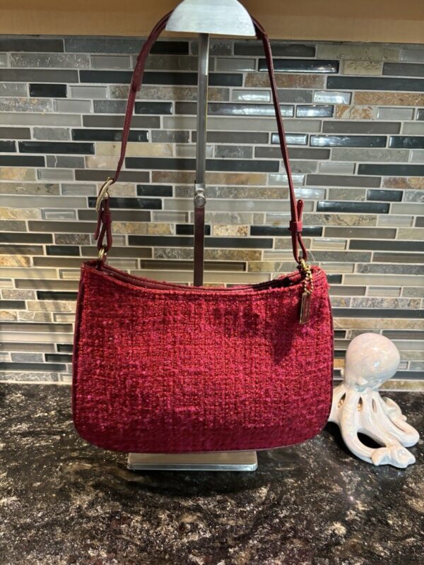 Vintage COACH Girlie Nappa Lamb Nappa Leather Alpaca Wool Handbag 8310 Red