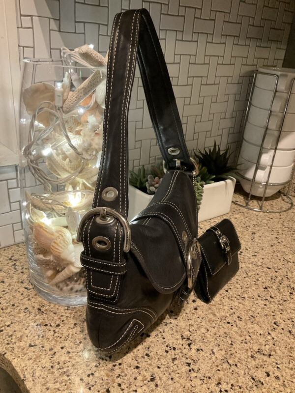 COACH Vintage SOHO Satchel Buckle Flap Cowhide Leather Bag & Wallet 10188 Black - Image 3