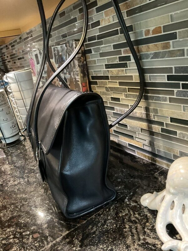 COACH Vintage Flap Shopper Glovetanned Cowhide Leather 7301 USA Black - Image 3