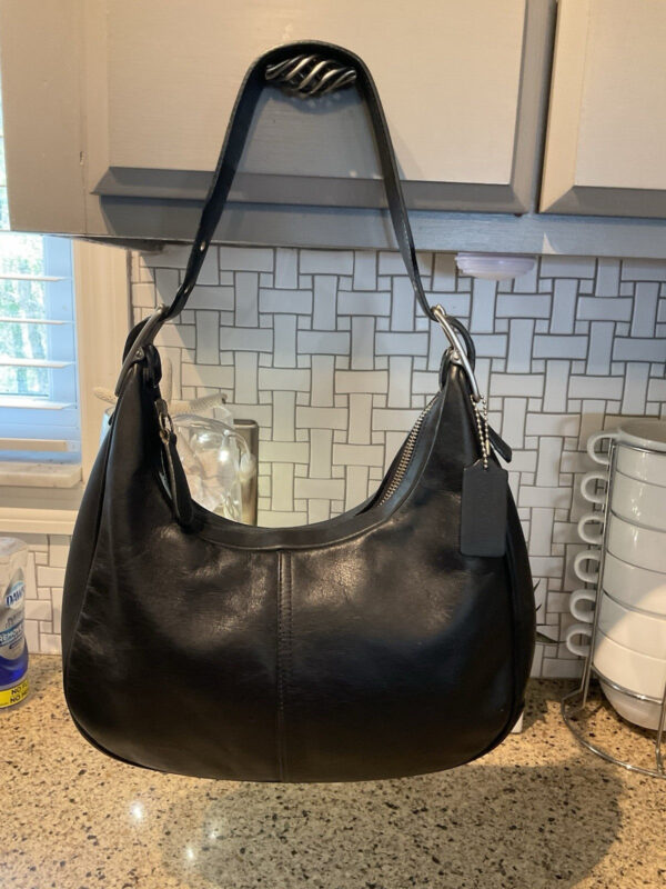Vintage Coach Legacy West Zoe Crescent Hobo Bag Purse Leather Black 9342 - Image 2