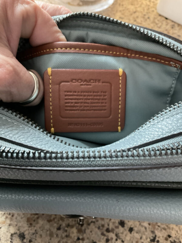 Coach Willow Camera Bag Crossbody Colorblock Leather  C0695 Sage Blue - Image 11