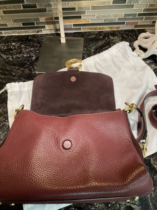 Coach May Leather With Snakeskin Shoulder Bag Style 4612  Wine - Image 10