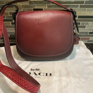 Coach 1941 Saddle Bag 23 Glovetanned Leather Colorblock Python 54547 Bordeaux