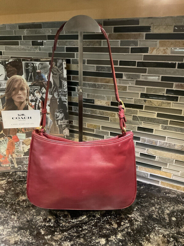 Vintage COACH Girlie Nappa Hobo Lamb Nappa Leather Handbag 8165 Red - Image 2