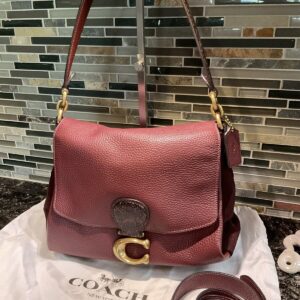 Coach May Leather With Snakeskin Shoulder Bag Style 4612  Wine