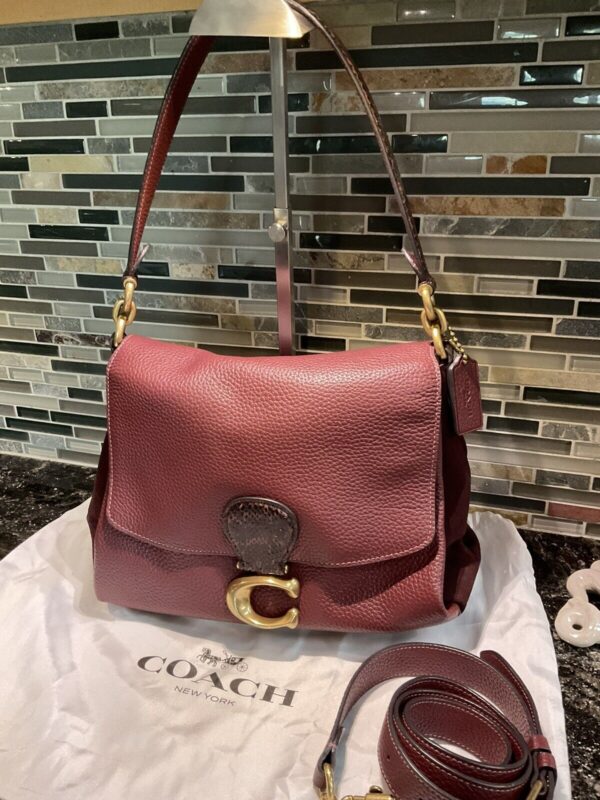 Coach May Leather With Snakeskin Shoulder Bag Style 4612  Wine