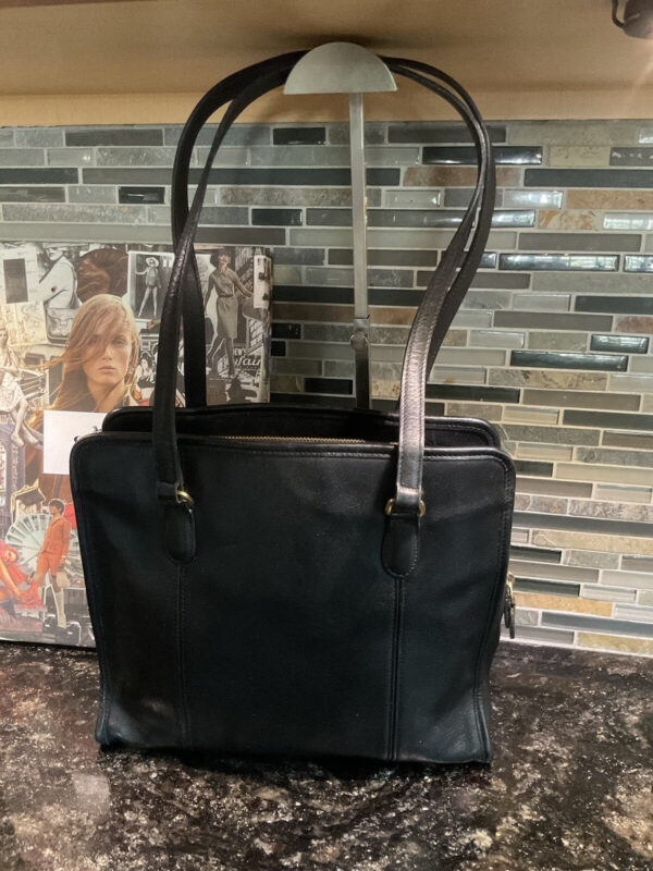 Coach Vintage Classic Compartment Tote Glovetanned Leather 9872 Black - Image 3