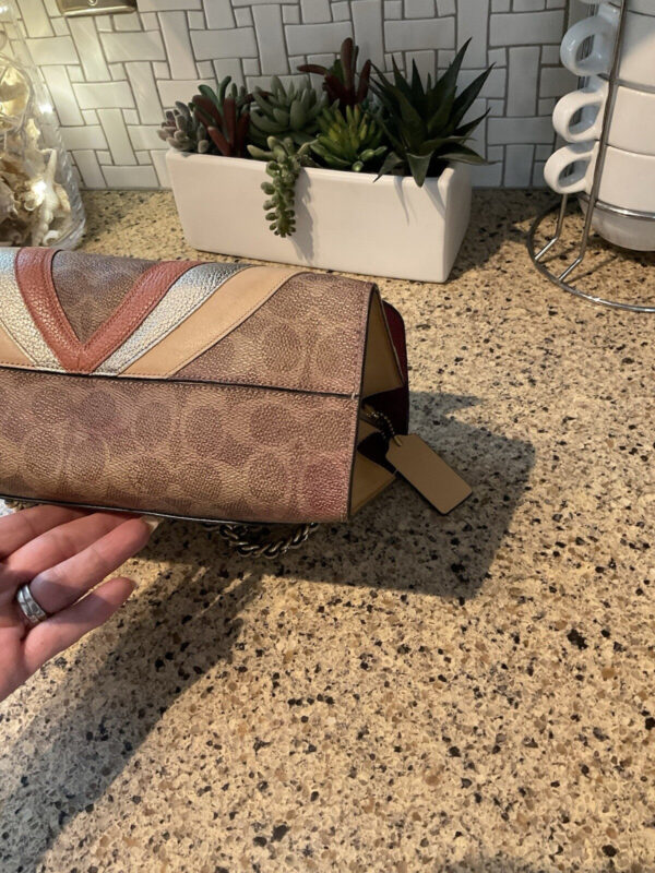 Coach Parker With Tea Rose Signature Canvas Wave Leather Brass69526 - Image 9