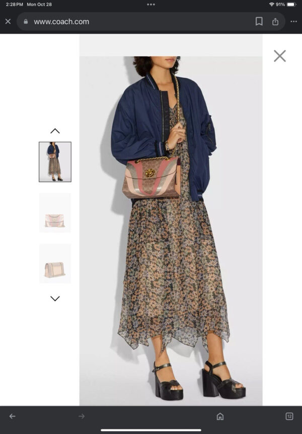 Coach Parker With Tea Rose Signature Canvas Wave Leather Brass69526 - Image 15