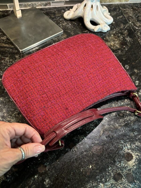 Vintage COACH Girlie Nappa Lamb Nappa Leather Alpaca Wool Handbag 8310 Red - Image 6