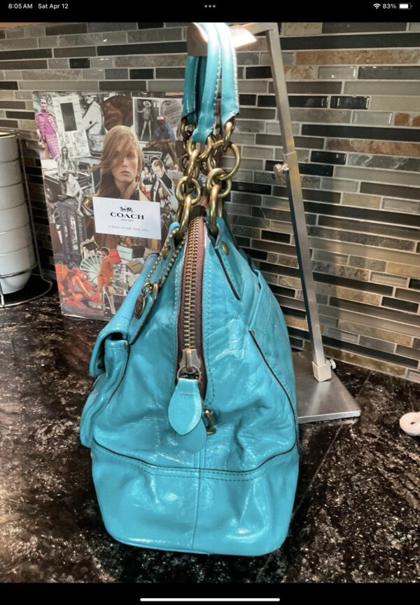 Coach Legacy Turquoise Patent Calf Leather Francine & Wallet 12295 - Image 4
