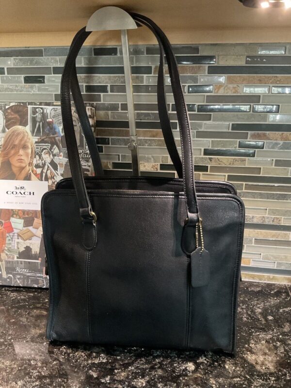 Coach Vintage Classic Compartment Tote Glovetanned Leather 9872 Black
