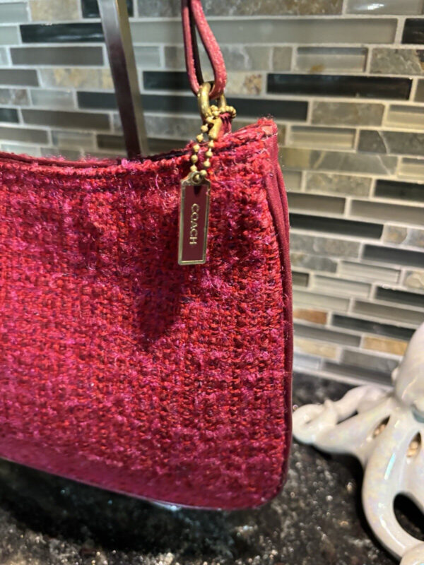 Vintage COACH Girlie Nappa Lamb Nappa Leather Alpaca Wool Handbag 8310 Red - Image 3