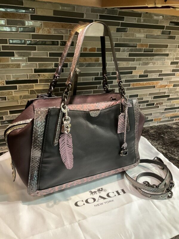 Coach 1941 Dreamer 36 Colorblock Snakeskin Satchel Purse Bag Leather 76459 - Image 2