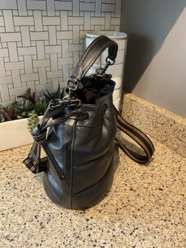 Coach Field Bucket Bag With Quilted  & Badge Calf Leather C6955 Black - Image 4