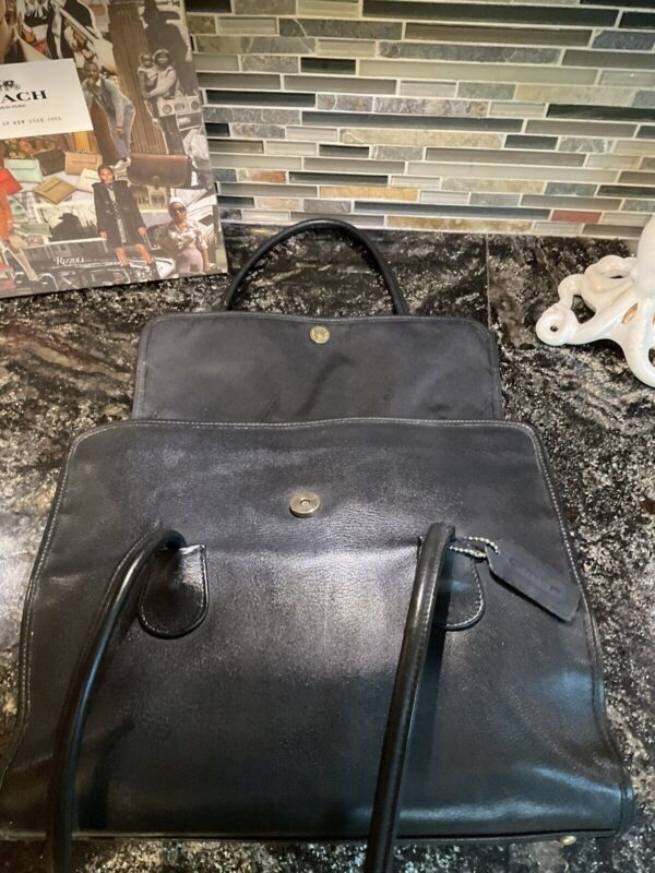 COACH Vintage Flap Shopper Glovetanned Cowhide Leather 7301 USA Black - Image 9