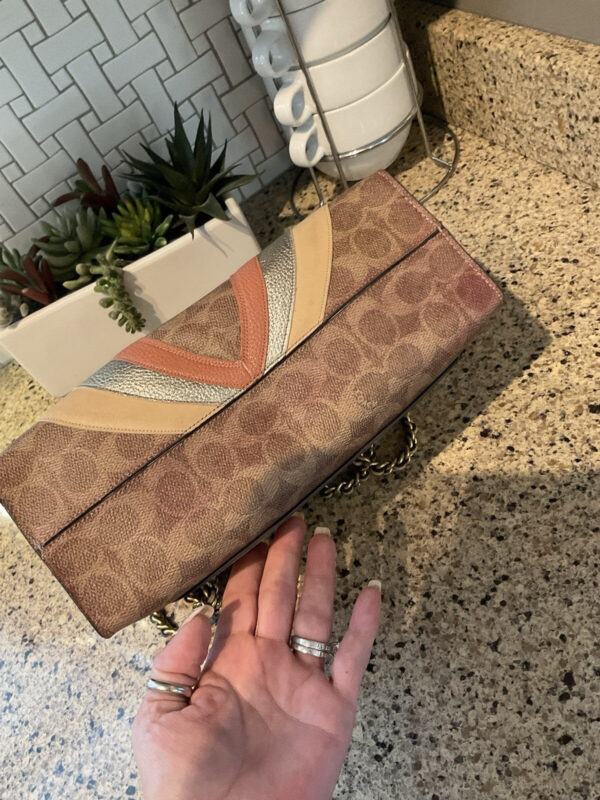 Coach Parker With Tea Rose Signature Canvas Wave Leather Brass69526 - Image 11