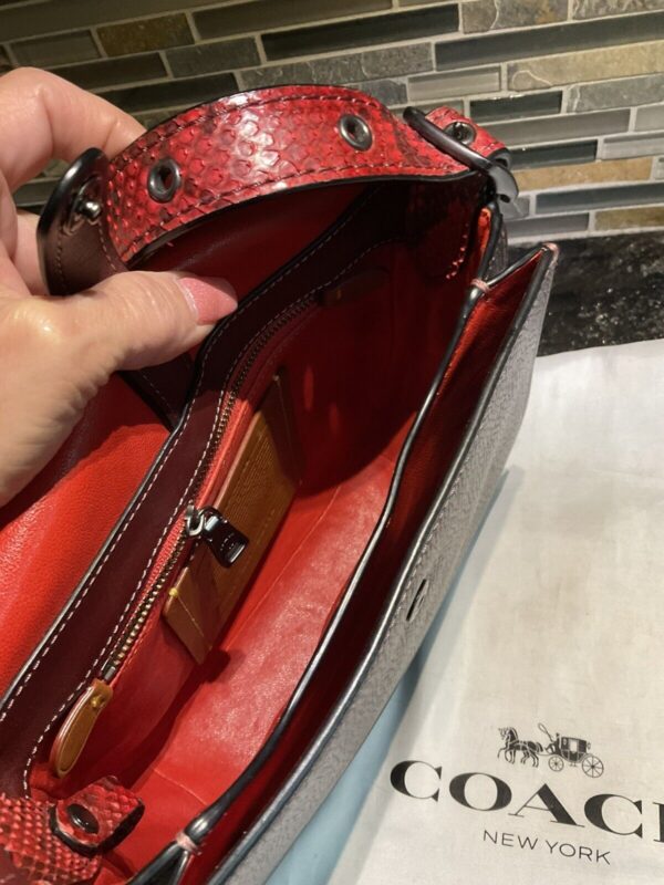 Coach 1941 Saddle Bag 23 Glovetanned Leather Colorblock Python 54547 Bordeaux - Image 9