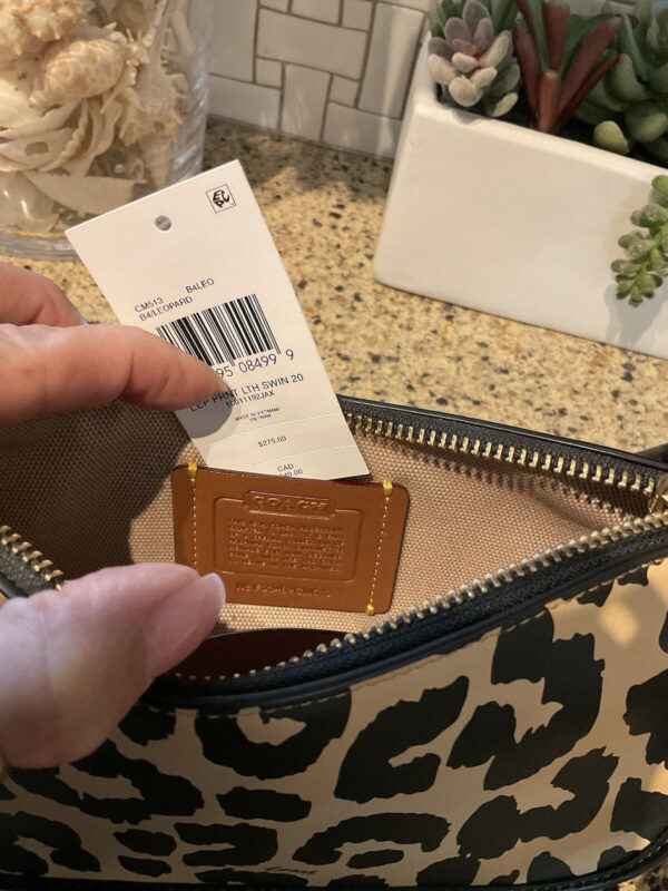 Coach Retail Leopard Printed Mini Leather Swinger 20 & Credit Card Case CM513 - Image 9