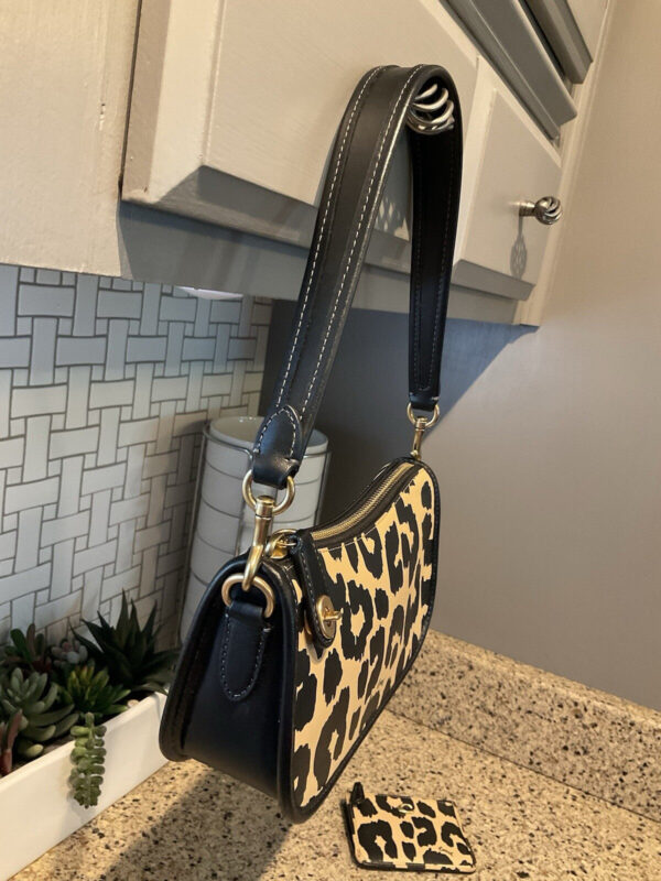 Coach Retail Leopard Printed Mini Leather Swinger 20 & Credit Card Case CM513 - Image 5
