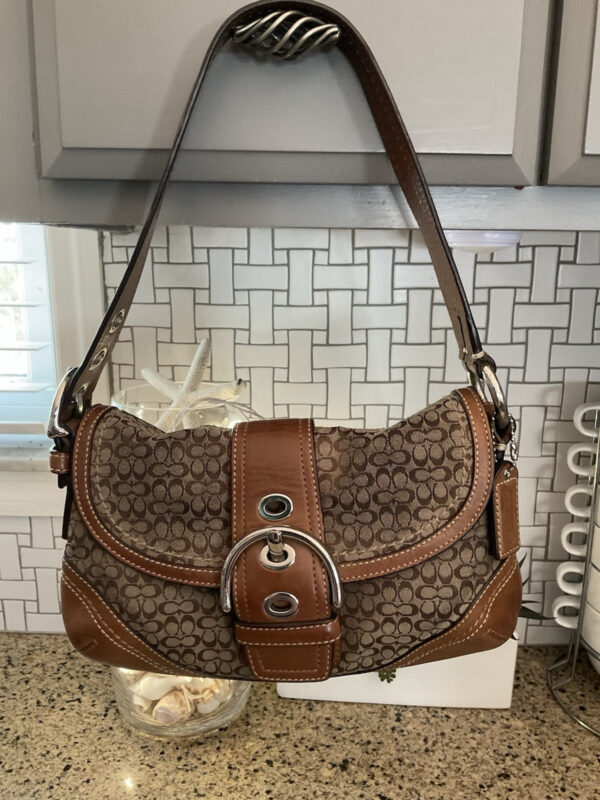 COACH Vintage SOHO Signature Buckle Flap Leather Bag 10925 Brown